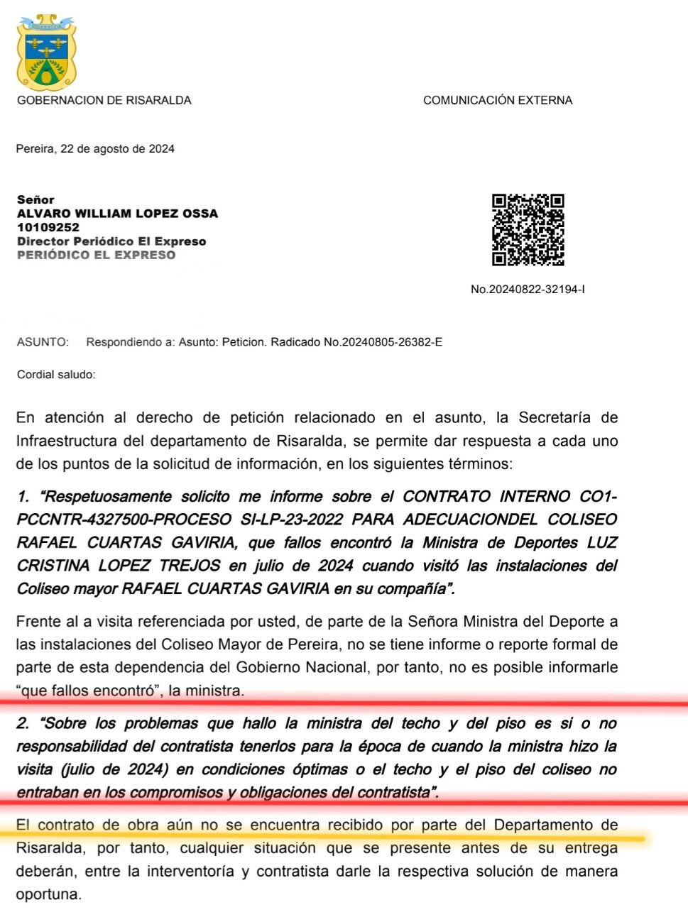 contraloria inspecciona el coliseo mayor donde tamayo contrato 19 552 millones y esta deteriorado no se puede usar y le van a meter mas millones screenshot 20240828 195732 samsung notes edited