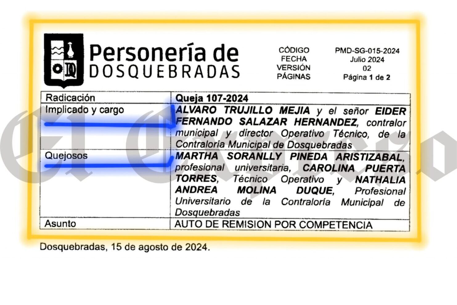 cartel de comparendos en dosquebradas secretario de hacienda y el contralor estan involucrados cartel de comparendos en dosquebradas secretario de hacienda y el contralor estan involucrados marca de a 3