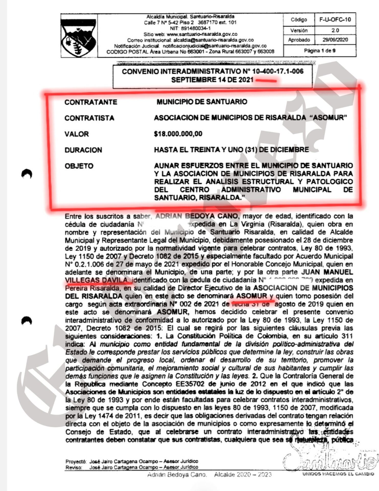 mas de 5 000 millones contratados con asomur donde el congresista anibal hoyos y 8 exalcaldes estan en la junta directiva mas de 5 000 millones contratados con asomur donde el congresista anibal hoyos 9