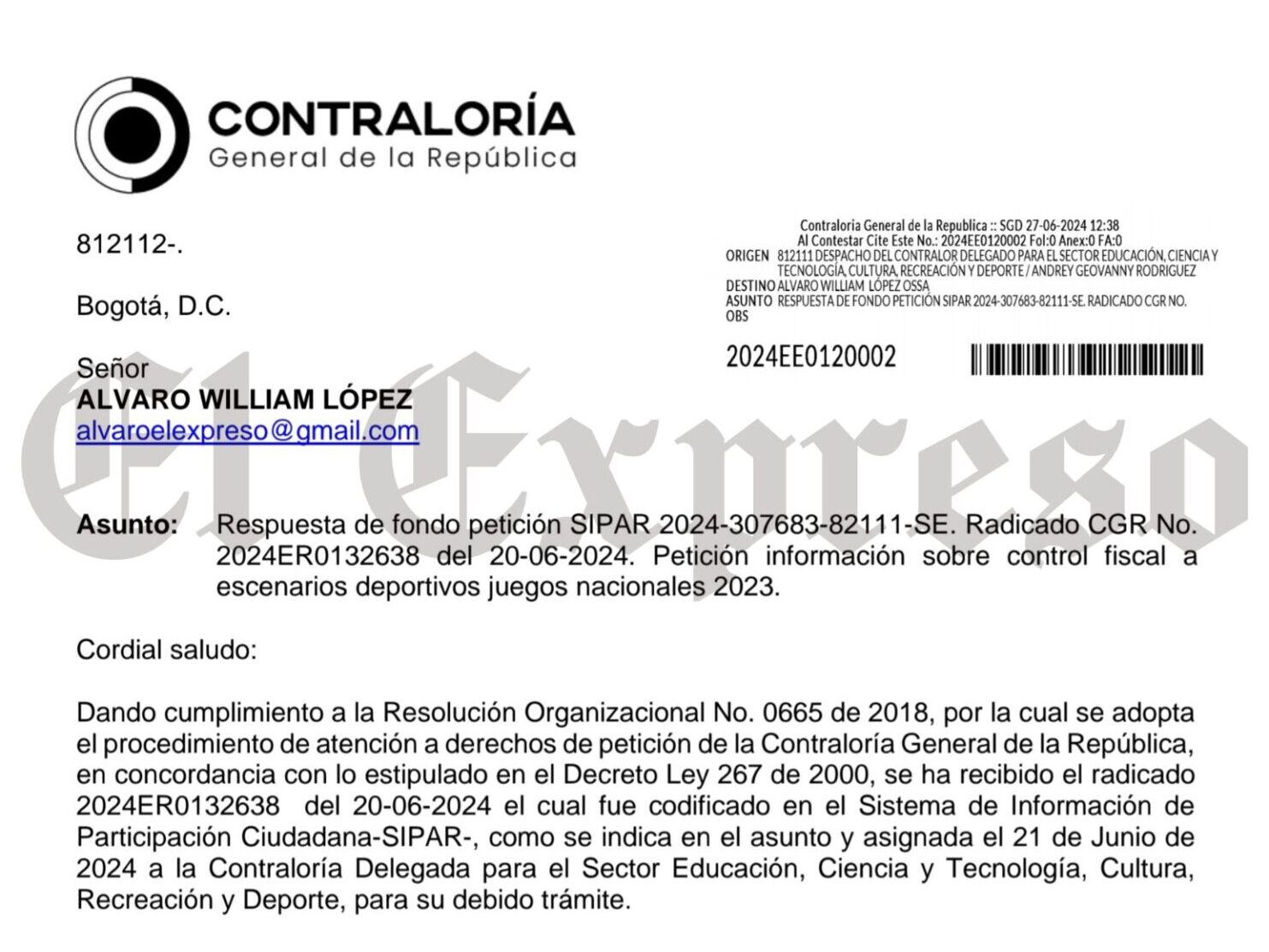 contraloria general de la republica nos da la razon en nuestras denuncias por miles de millones de pesos enredados en los escenarios para los juegos contraloria general de la republica nos da la razon 4