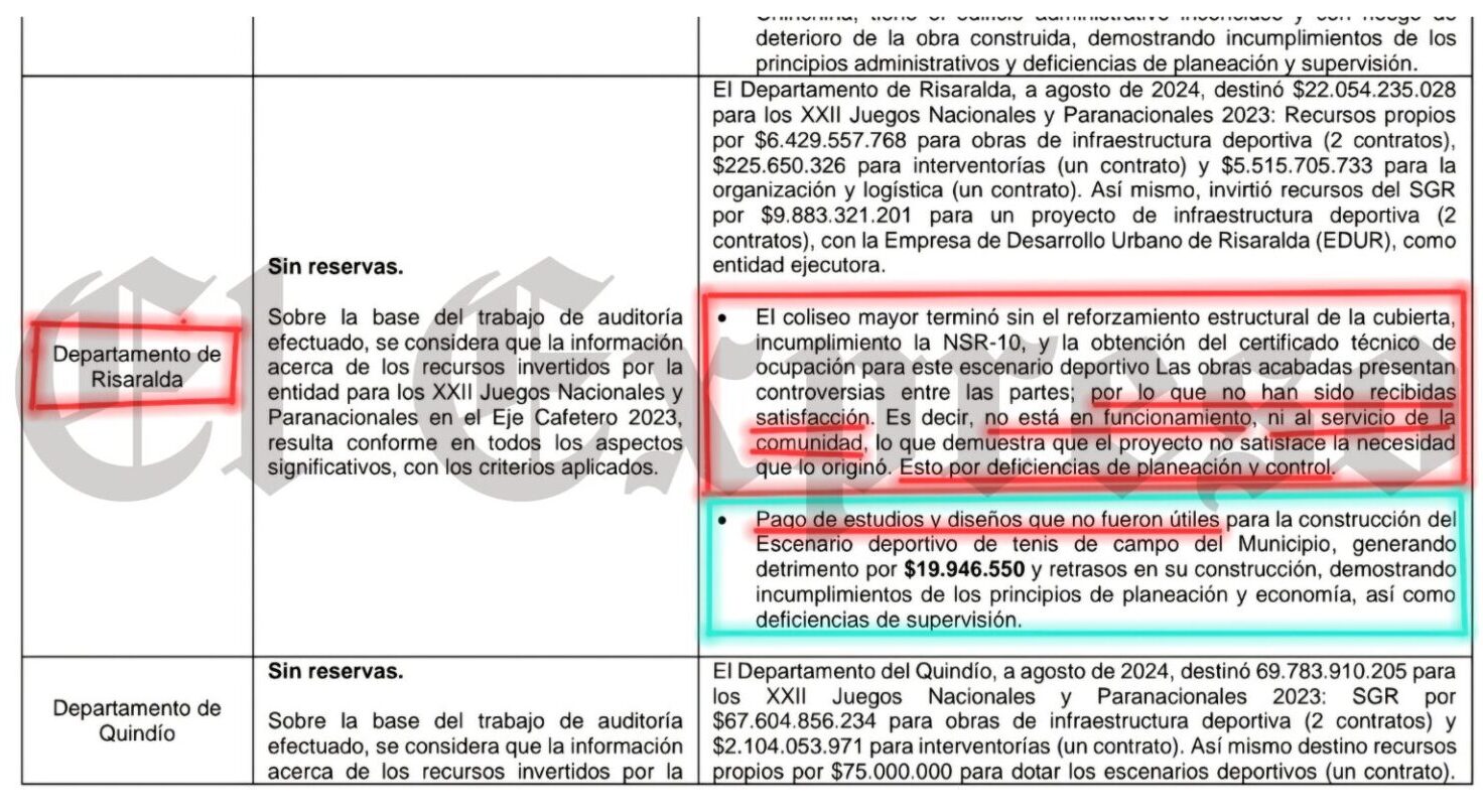 contraloria general de la republica nos da la razon en nuestras denuncias por miles de millones de pesos enredados en los escenarios para los juegos contraloria general de la republica nos da la razon 8 e1738189744928