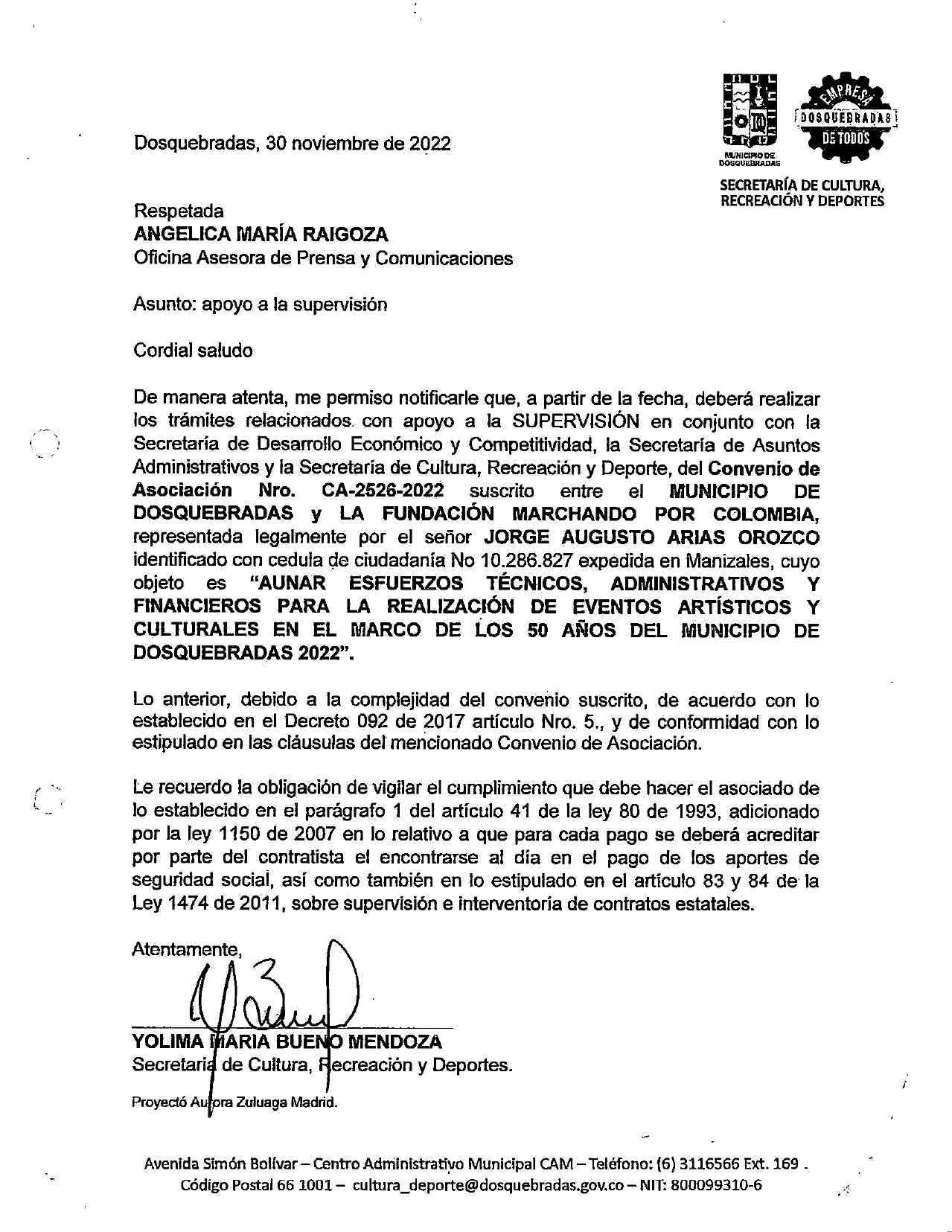 yolima maria bueno aprobo convenio donde evaporaron 203 millones y alcalde la premia con otra secretaria ducuara supervisor page 0003